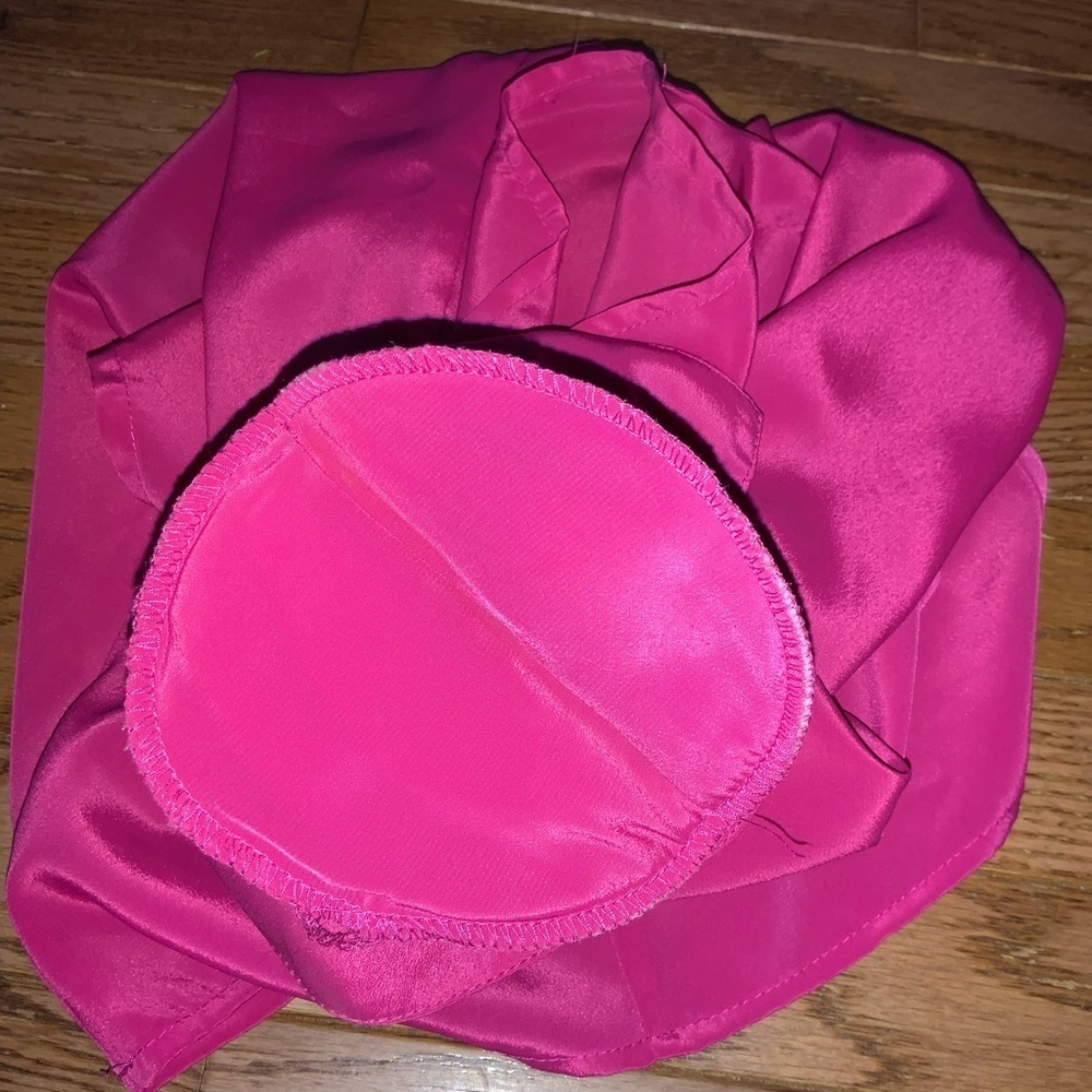 Vintage Fuschia Hot Barbie Pink Short Sleeve Satin Like Dressy Blouse Size Small - Picture 6 of 10